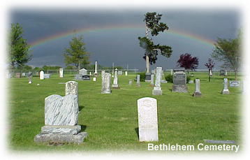 Looking east at Bethlehem Cemetery: Rainbow of May 2 2004